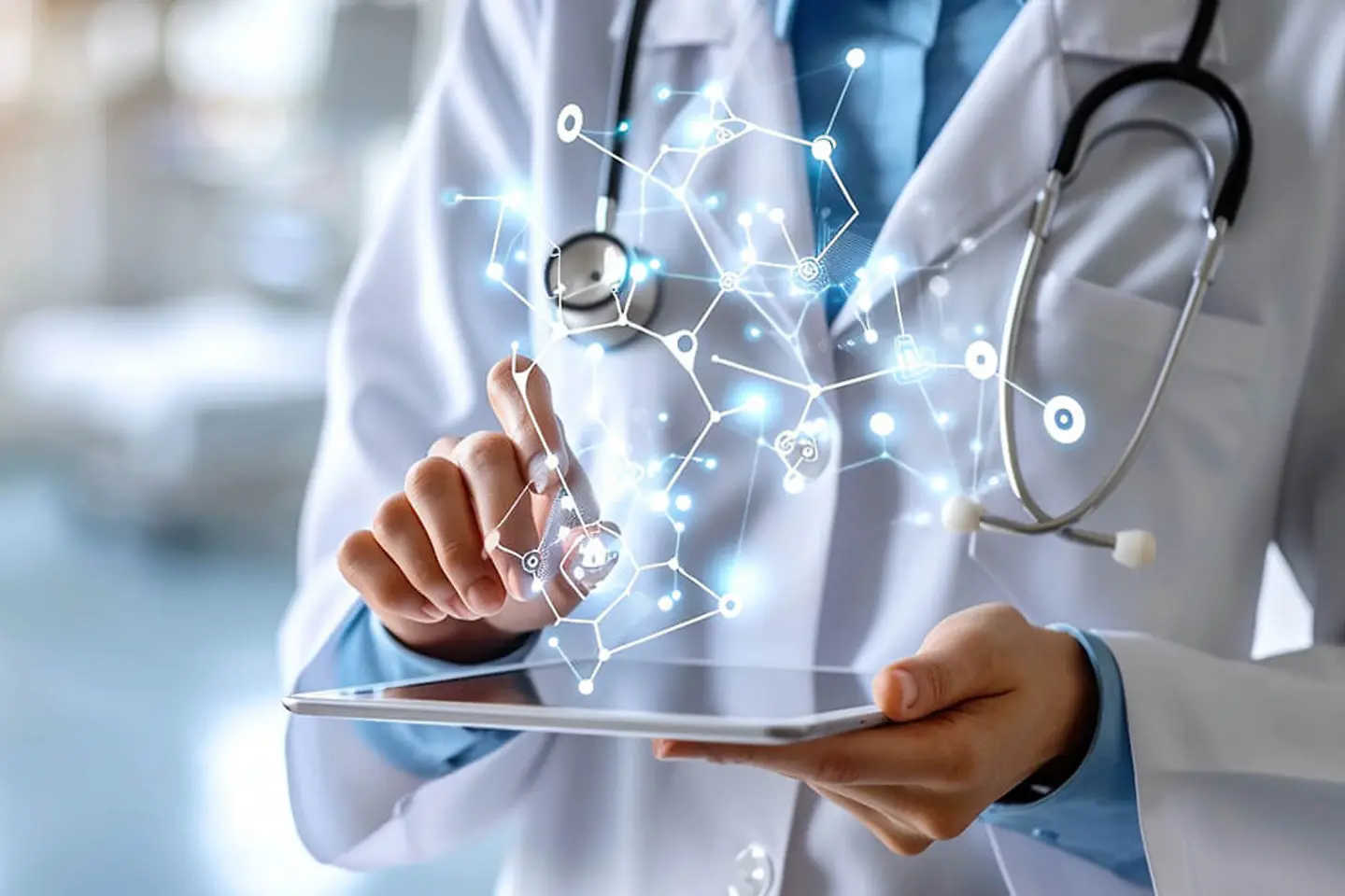 A doctor holding a Tablet-Computer