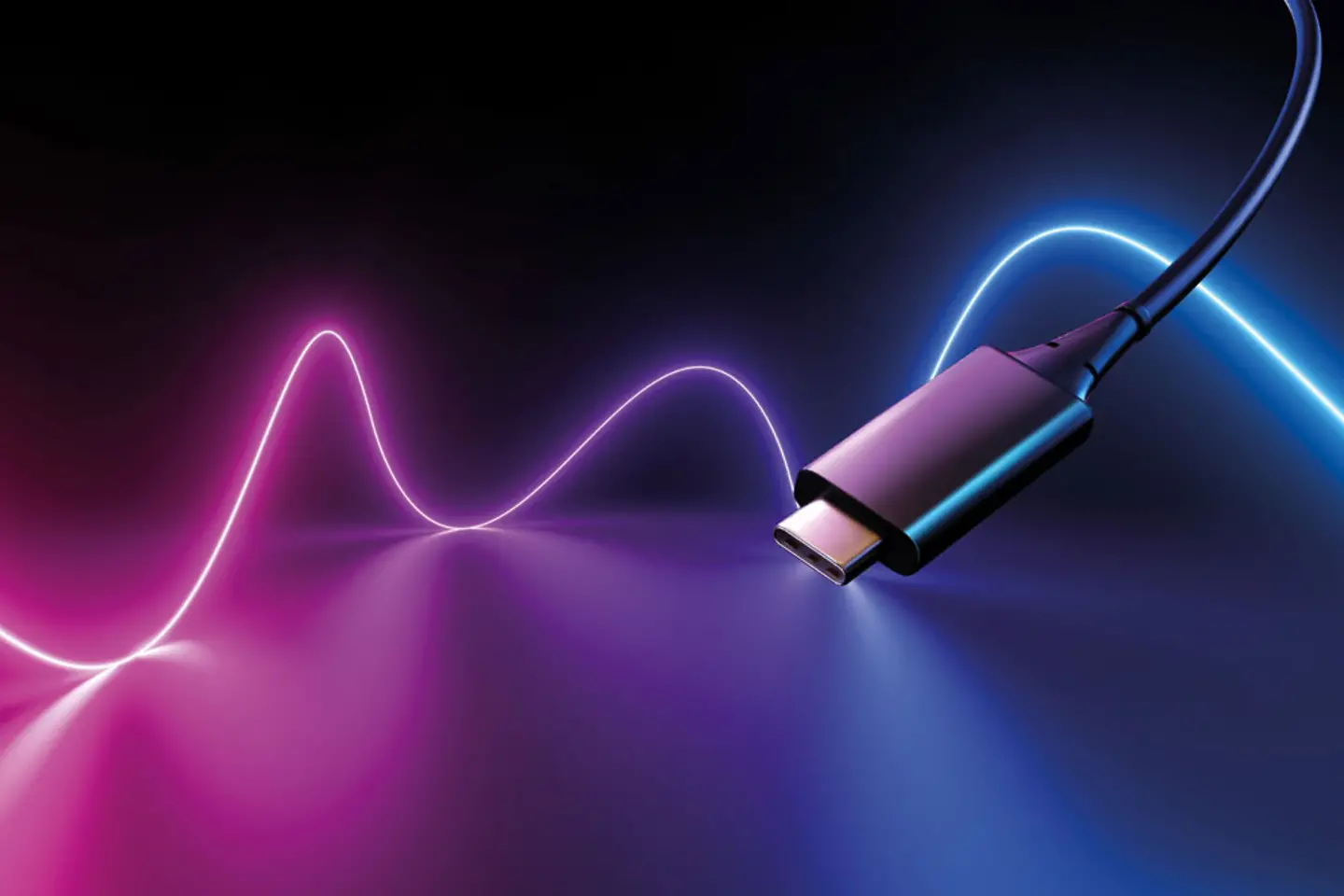 Farbiger Hintergrund mit USB-C Kabel