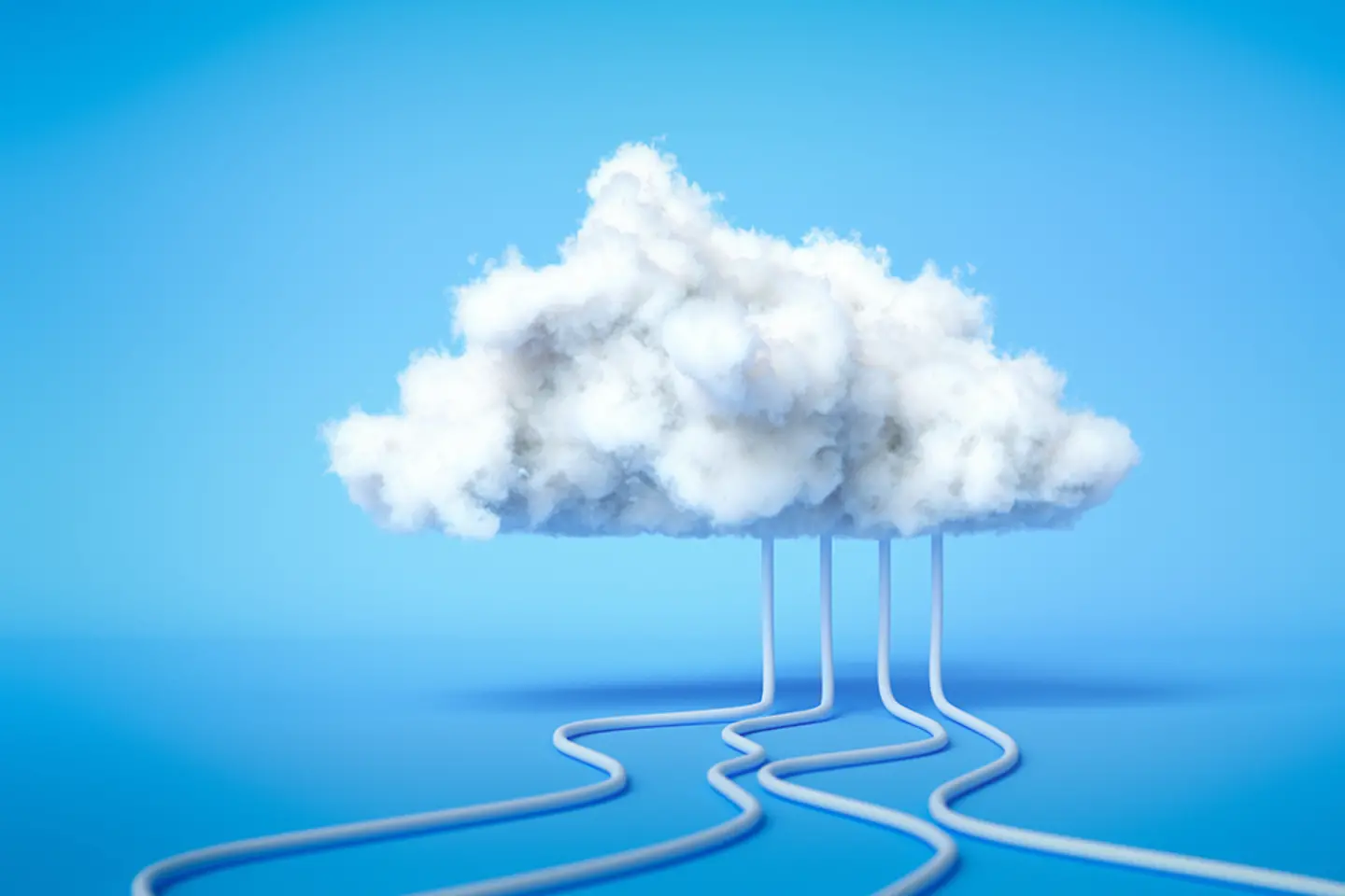 3D render Cloud computing service, cloud data storage technology hosting concept.