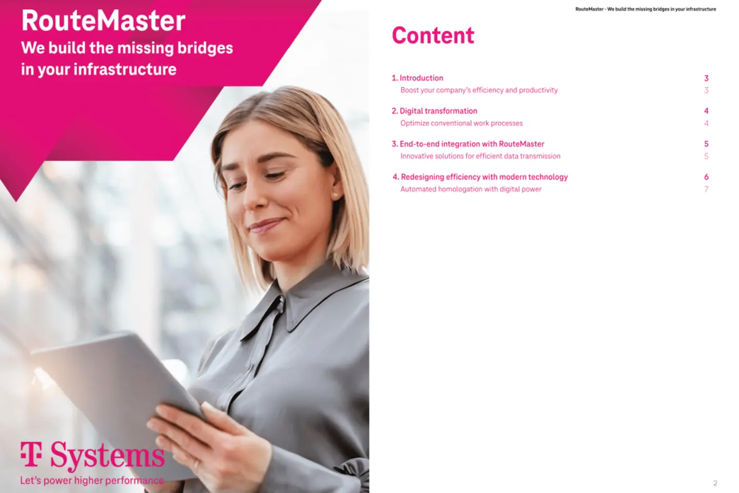 Cover and the next page as a screenshot showing the white paper: RouteMaster