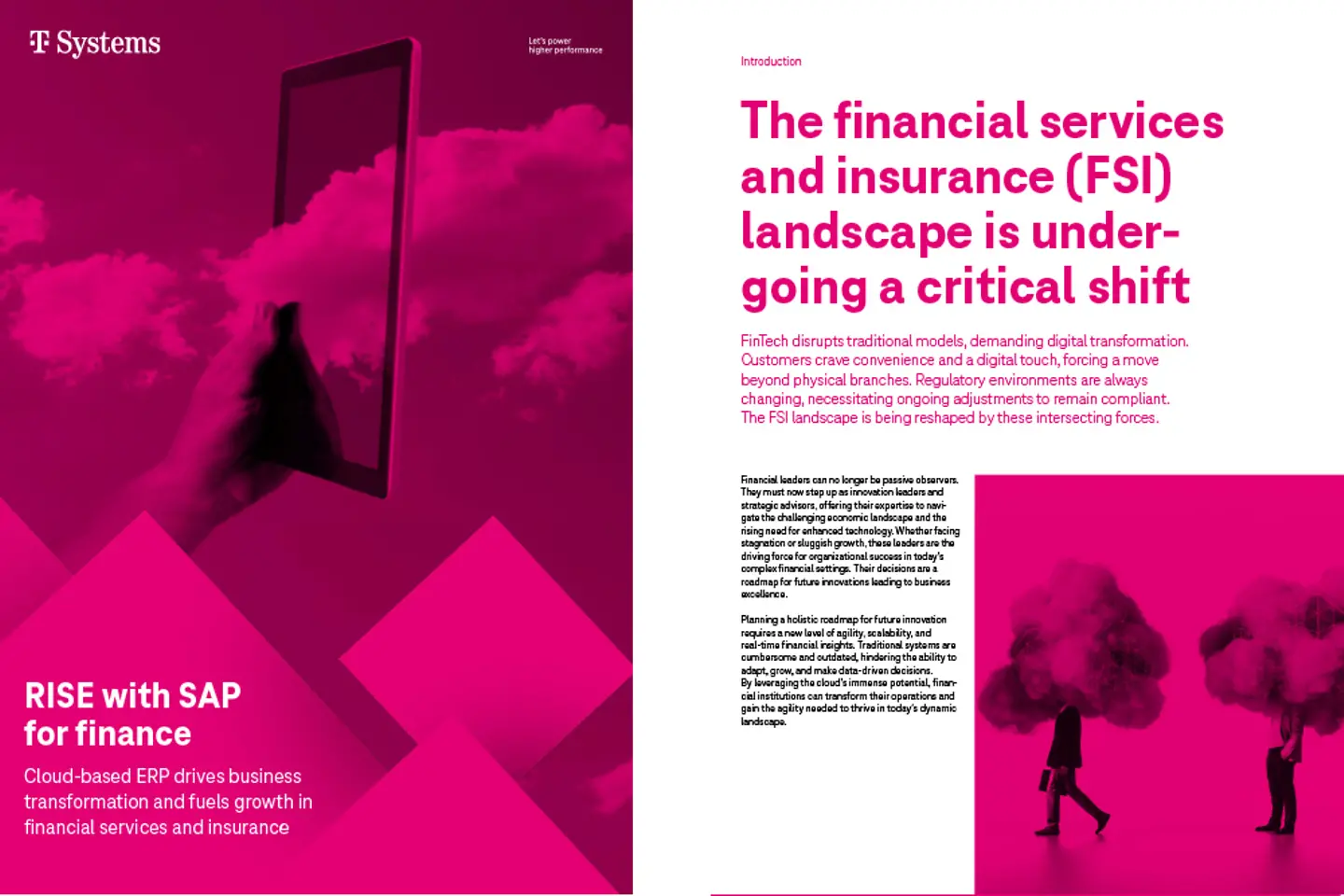 Cover and the next page as a screenshot showing the white paper: RISE with SAP for finance