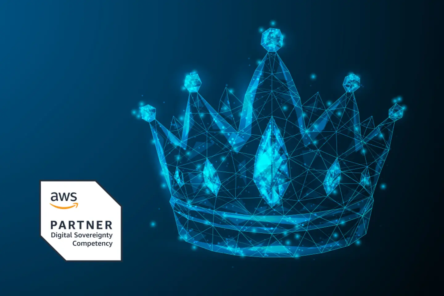 Blue digital image of a crown