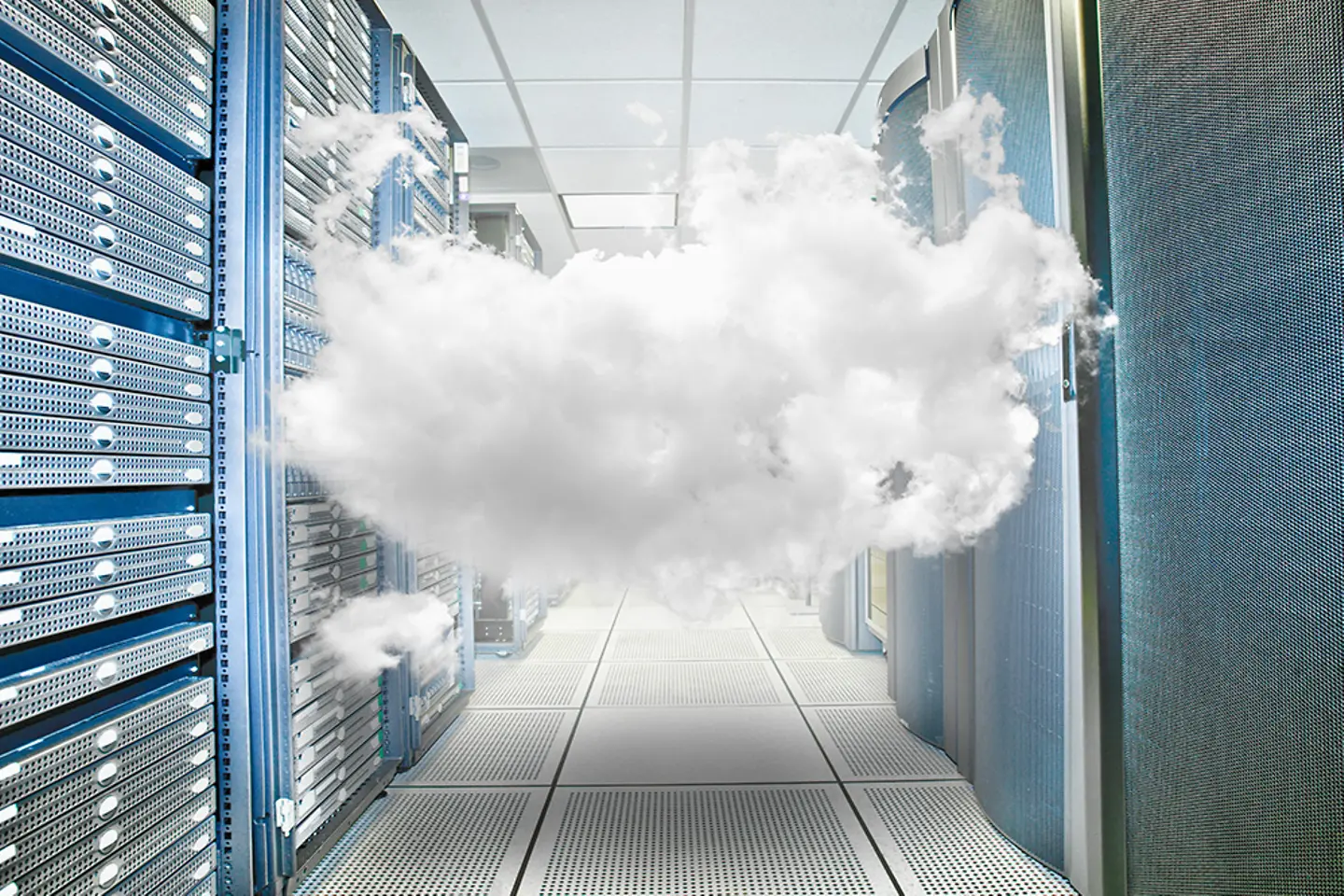 Cloud animation in a server room