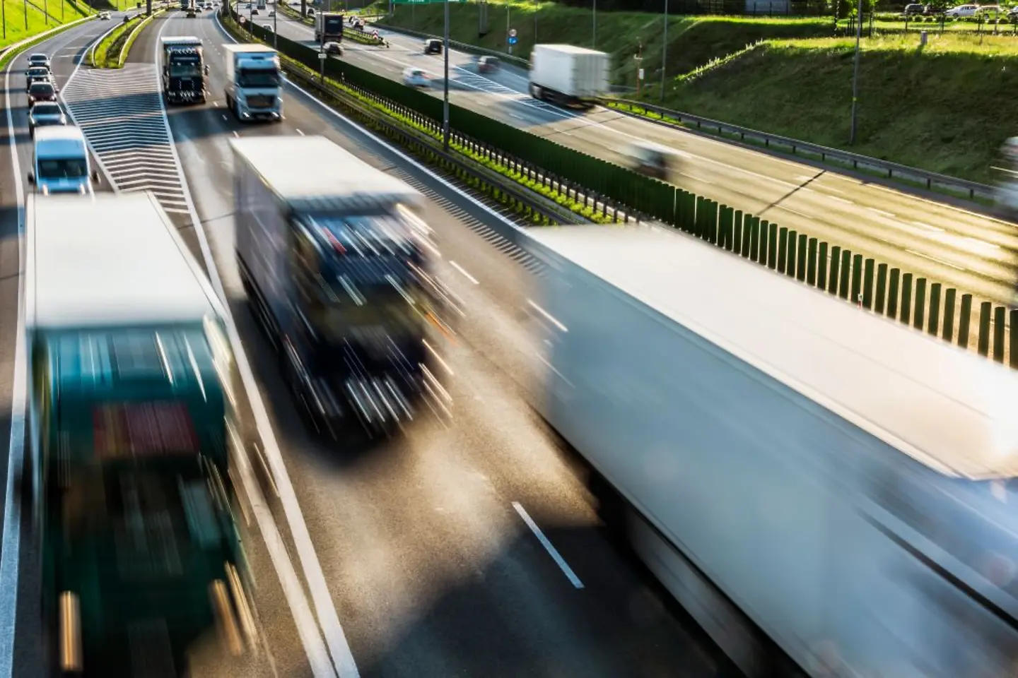 Trucks driving on a motorway