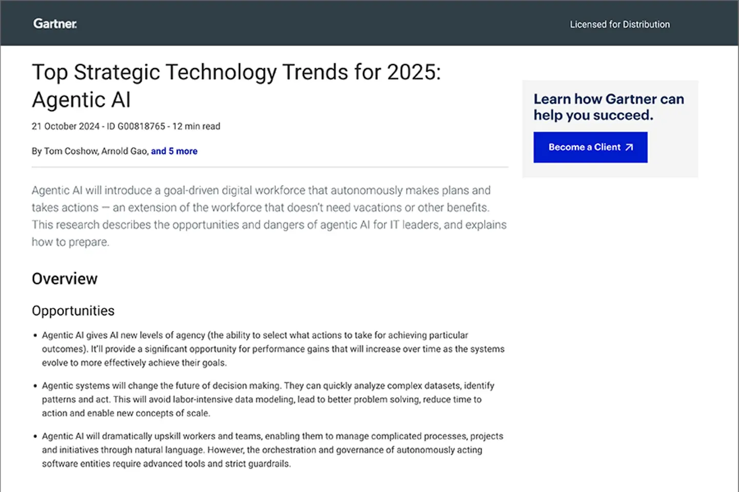 Prévia das tendências tecnológicas estratégicas mais importantes em 2025: IA agêntica