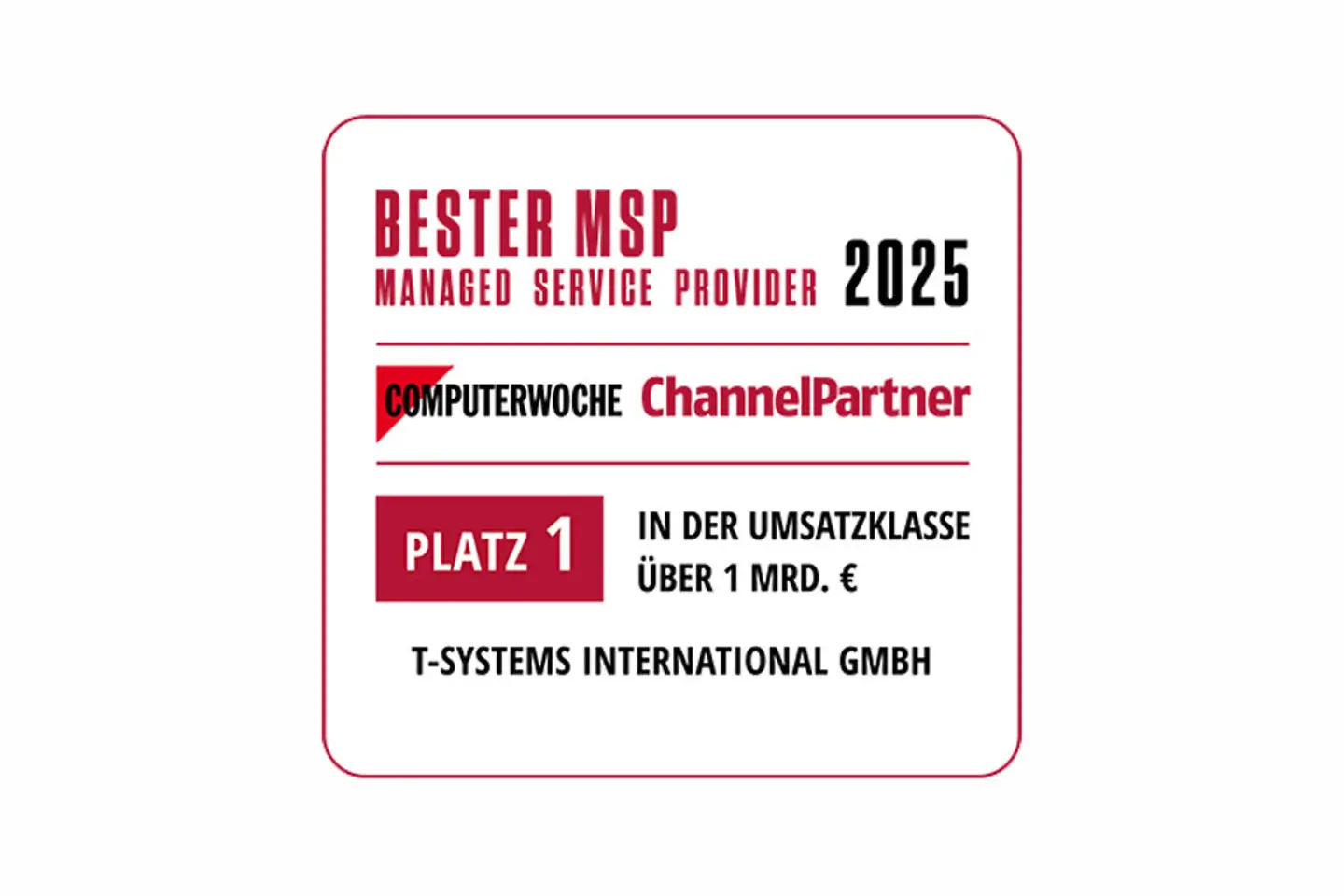 Signet for 1st place by Computerwoche-ChannelPartner as Best Managed Service Provider 2025