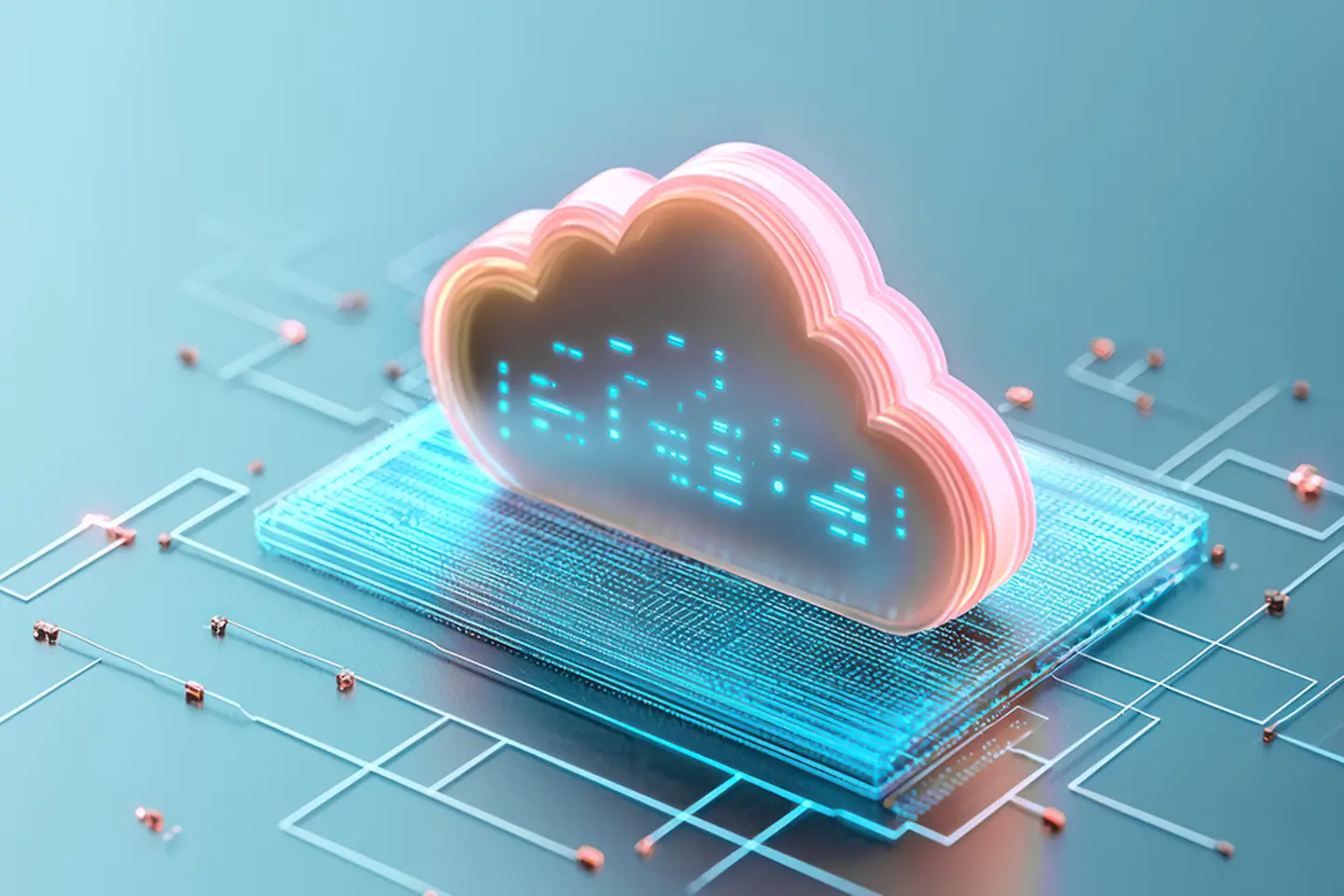 Dargestellt ist eine digitale Cloud-Struktur