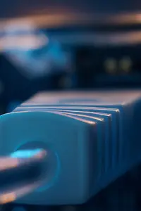 AI-generated image - Network plug glowing blue