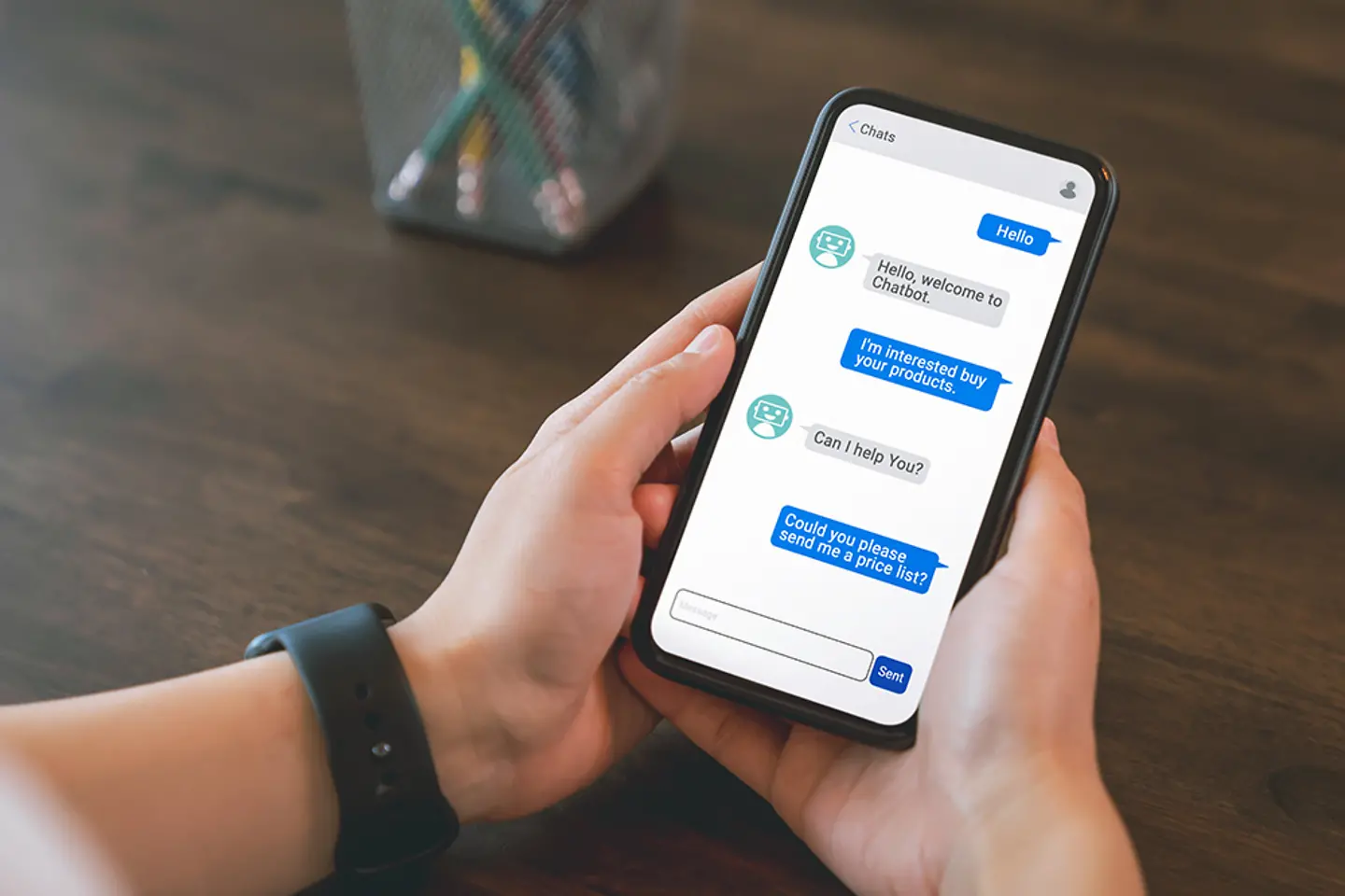 Businessman hand touch abstract stream, information wave.