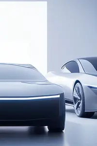 KI-generiertes Bild - Futuristische Autos in einem Autohandel