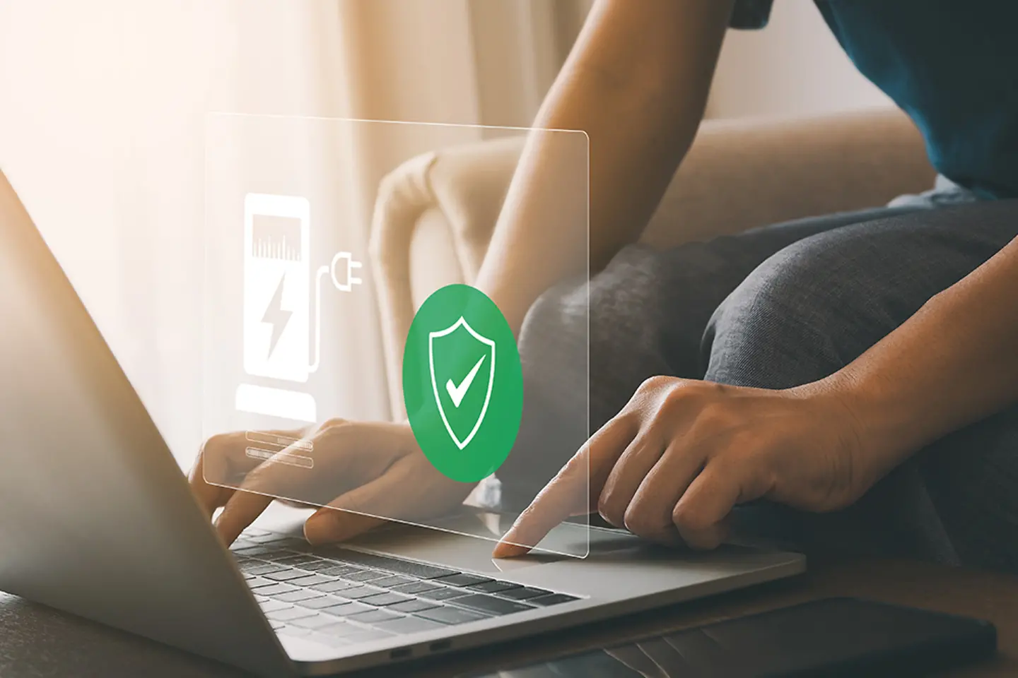 Online payment security concept on laptop