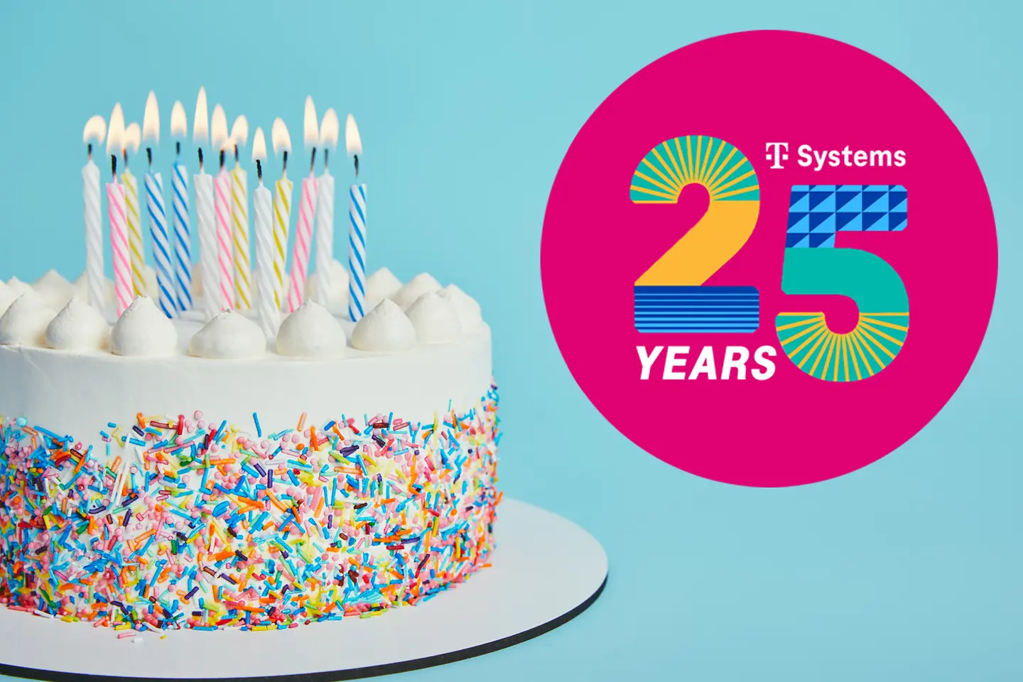 Birthday cake and 25 years badge