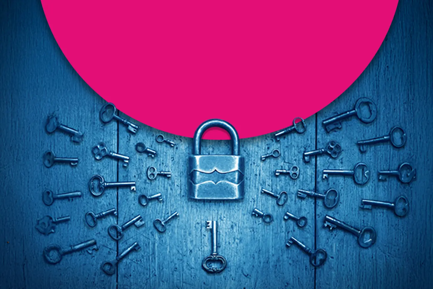 Antique door lock and old keys on a tree