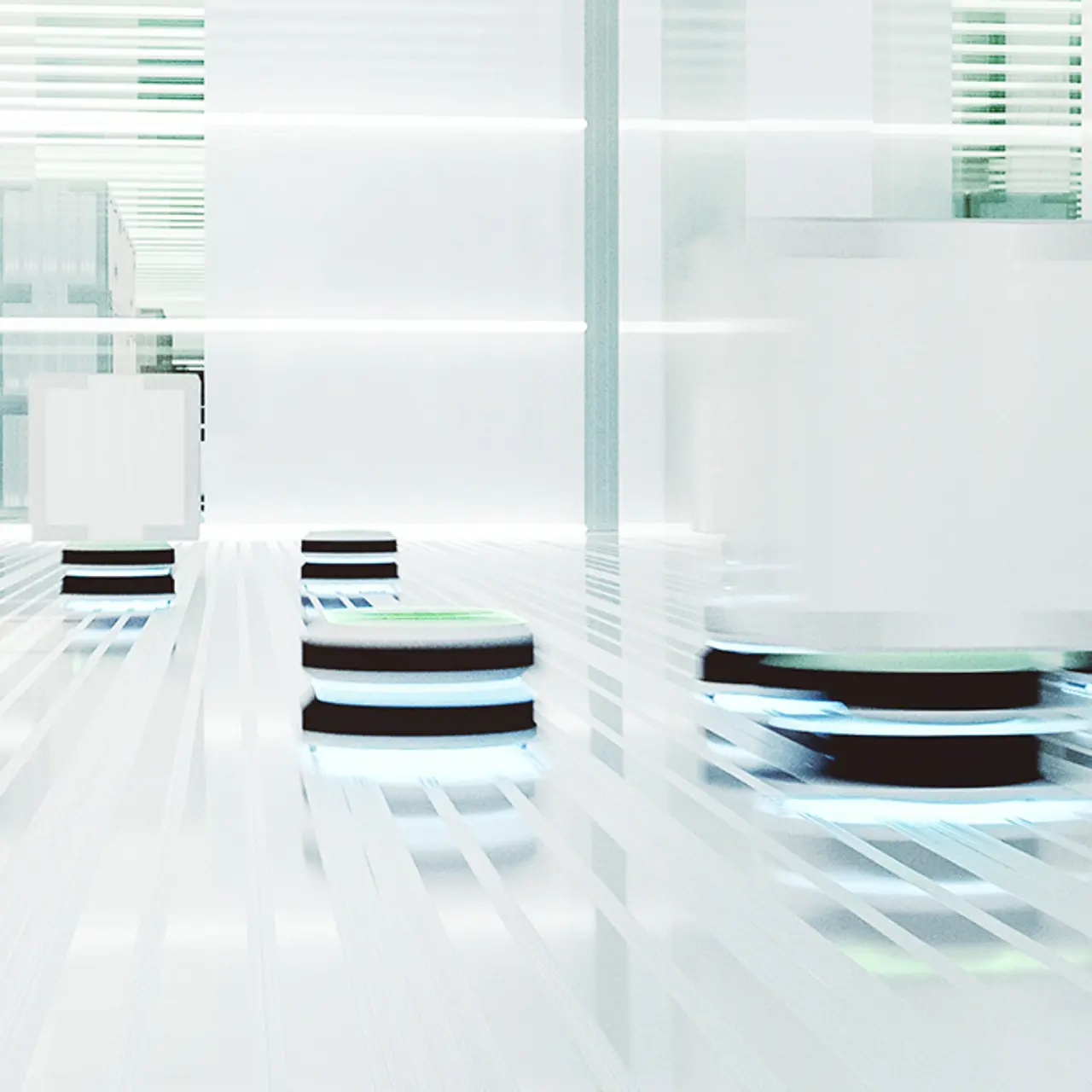 Roboter-Träger in einem futuristischen Auslieferungslager