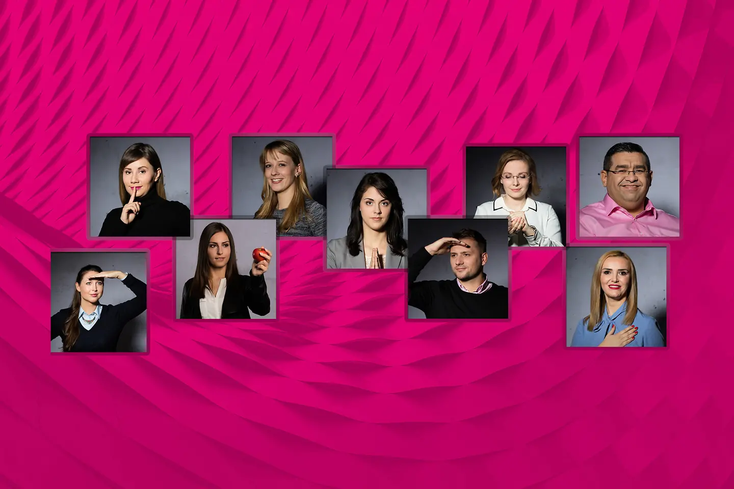 Diversas fotos de pessoas, que apresentam a área de Conformidade