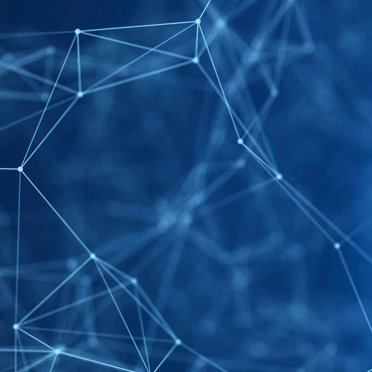 Various lines of blue light join to form a network and door lock