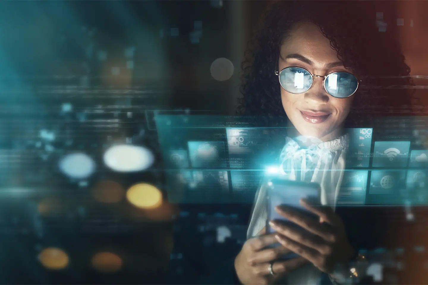 woman looking at her phone