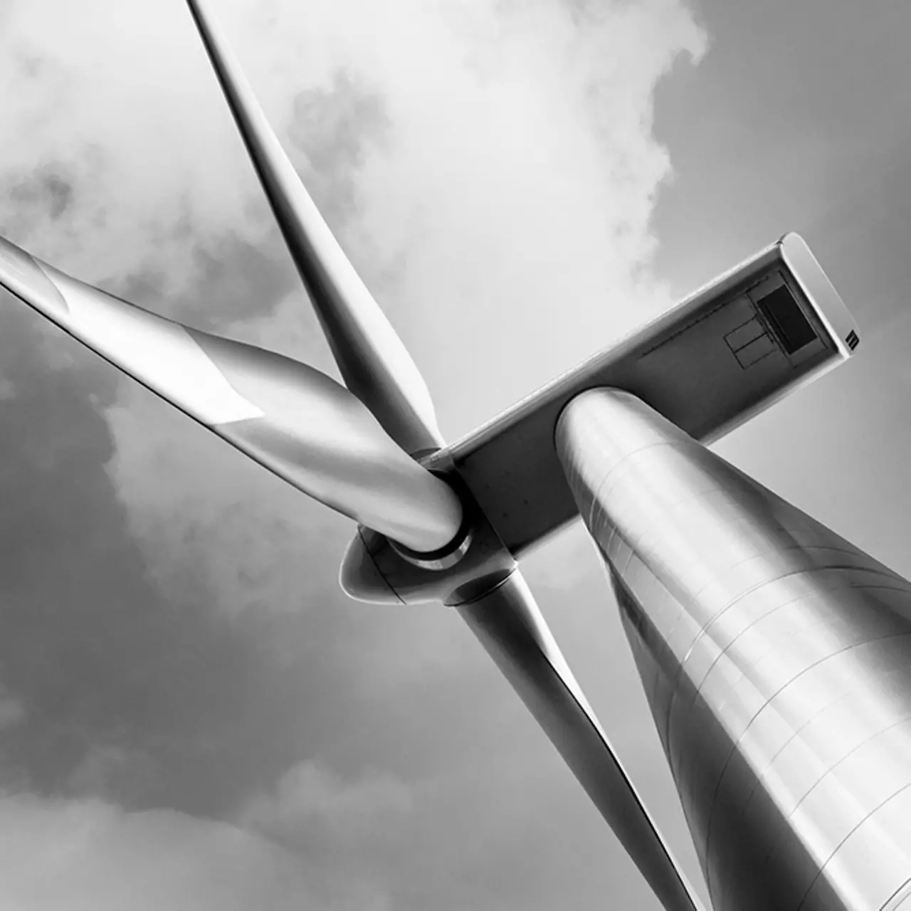 black and white picture of wind turbine