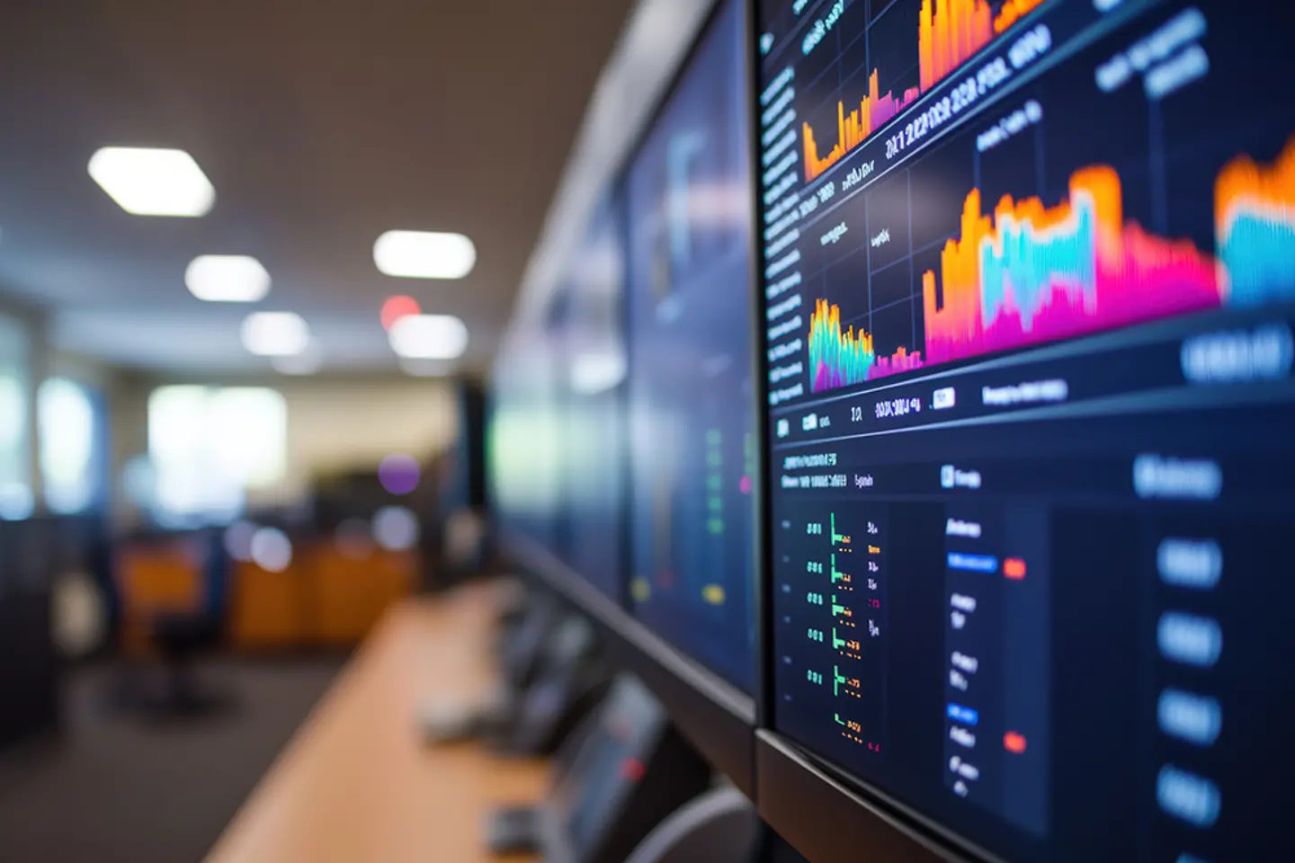 Intense data streams illuminate the vibrant heart of a bustling data center, where critical information flows ceaselessly.