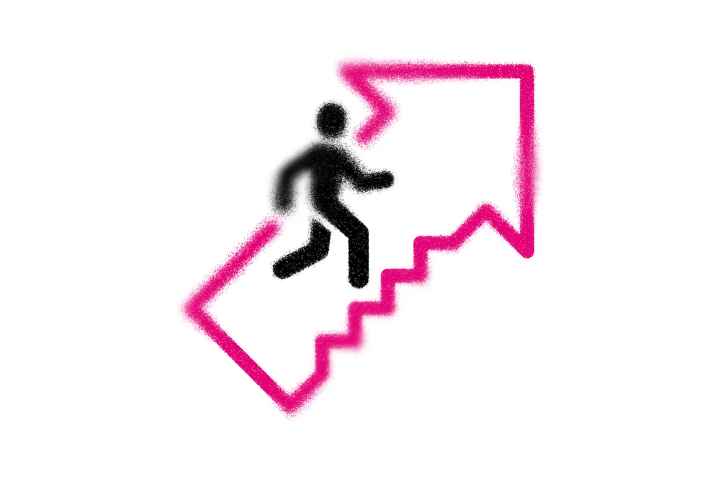 Uma pessoa escala uma seta para cima