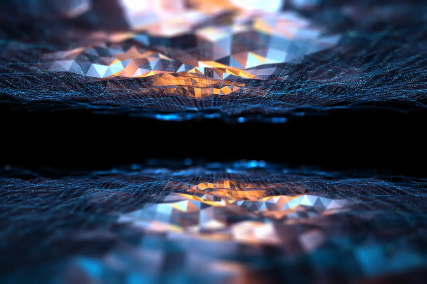 Abstract blue orange network landscape