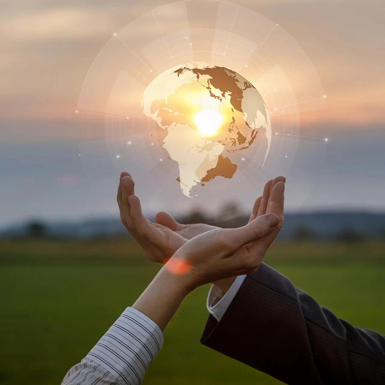 Concept of supporting peace on the whole planet by businessmen