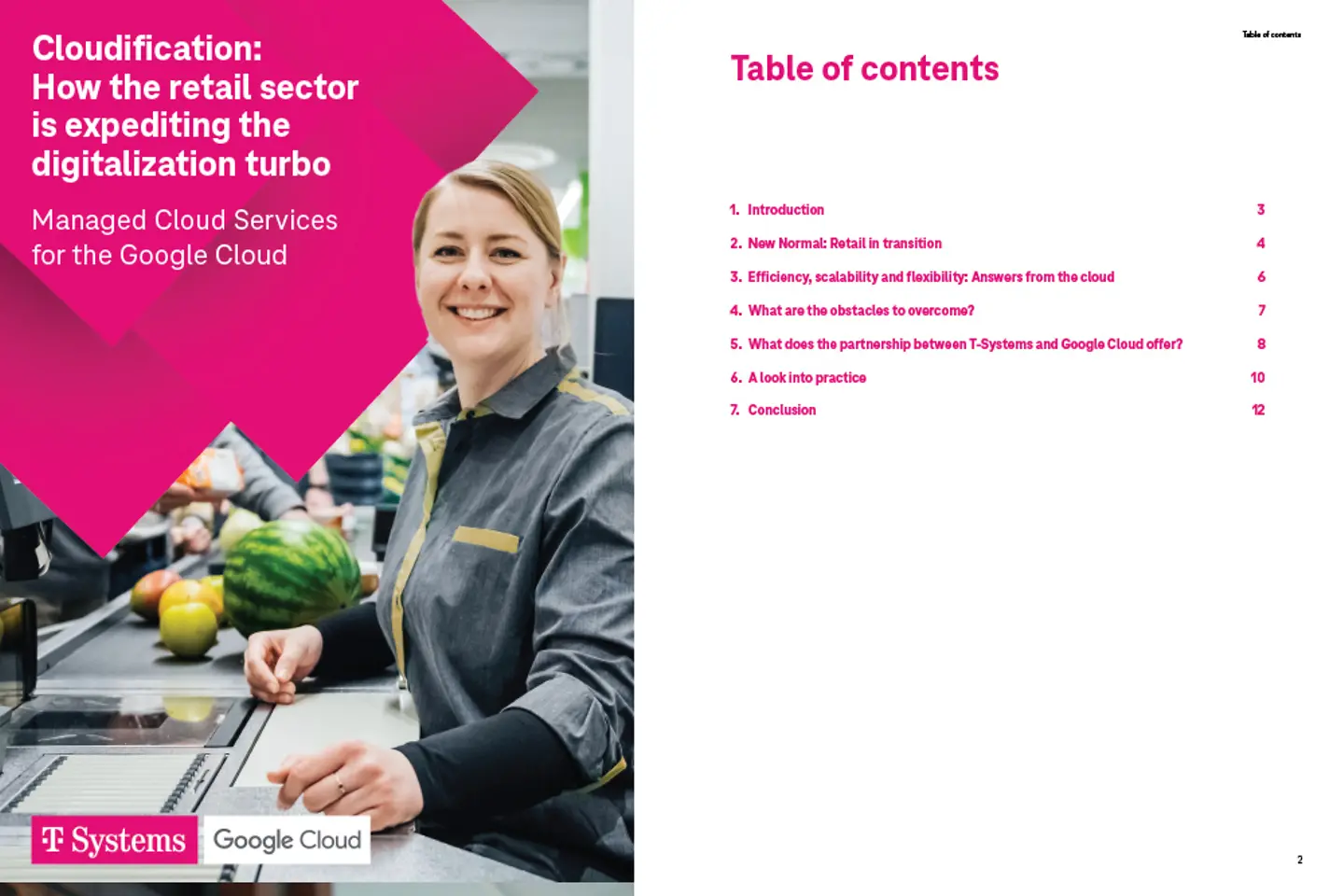 Voorblad en vervolgpagina als screenshot van de whitepaper: Usecases van Cloud Services voor de detailhandel