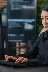 Employee analysing data and monitoring activity to actively guard against any data breaches