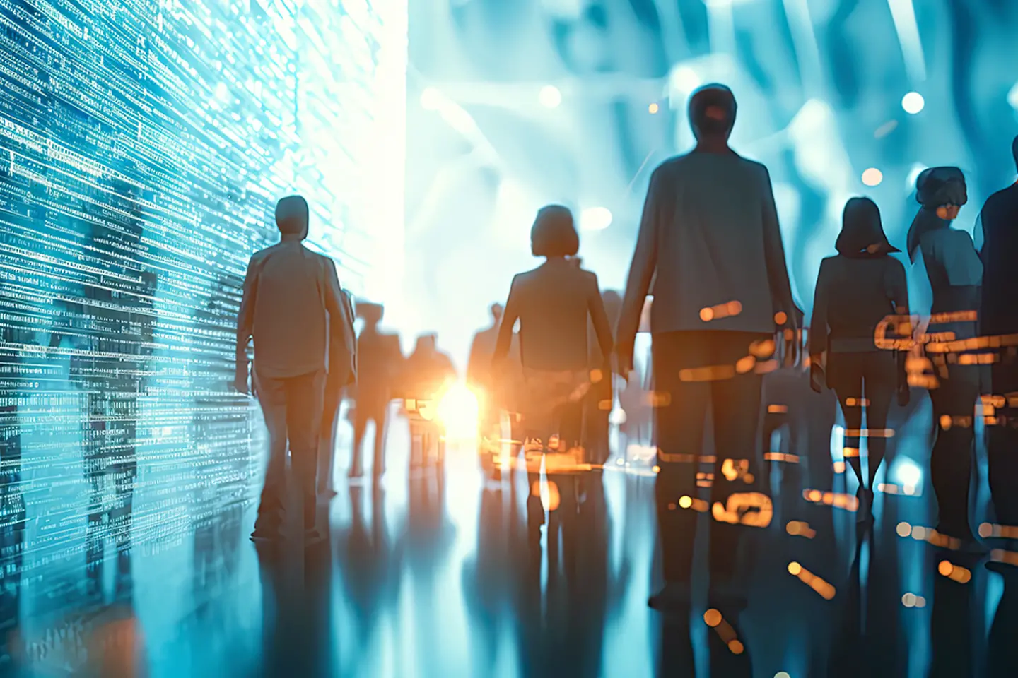 Silhuetas de diferentes pessoas e análise de dados