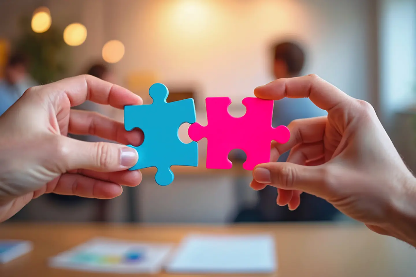 People hold a puzzle in their hands