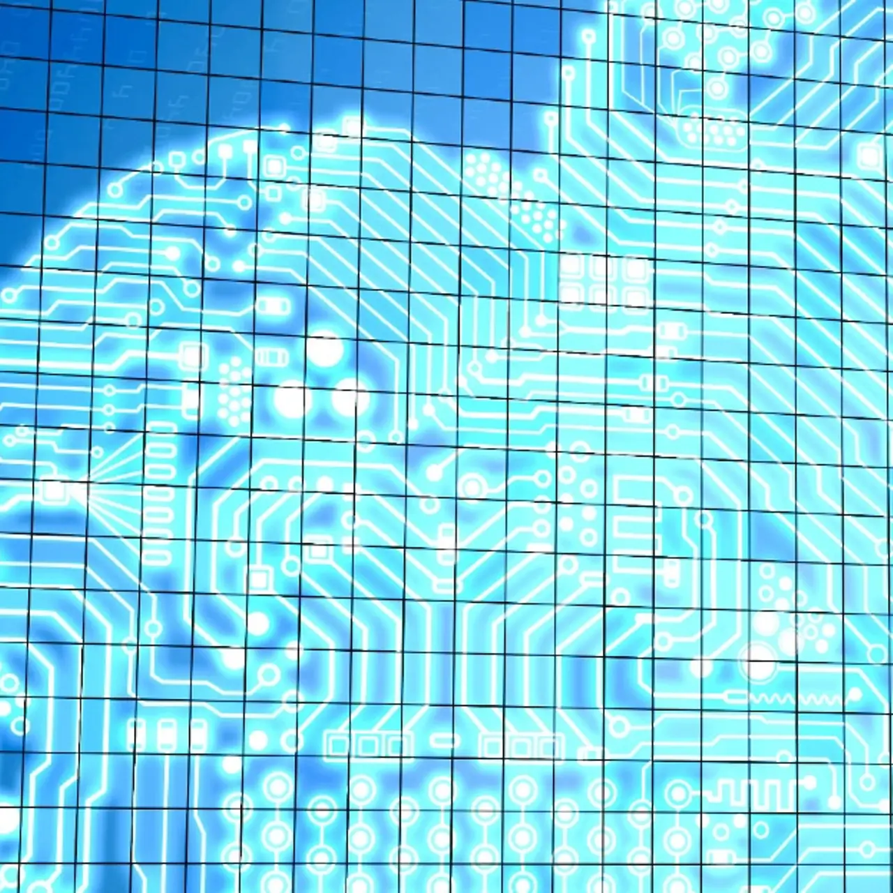 Virtual representation of a cloud, surrounded by binary codes.