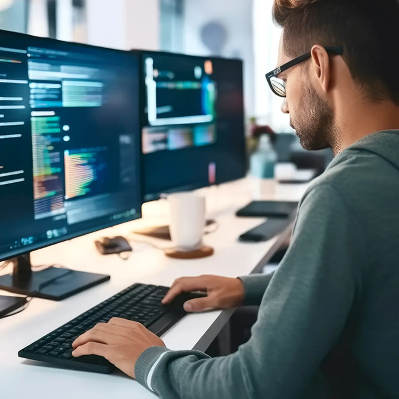 Software engineer working on intelligent automation, digital workplace